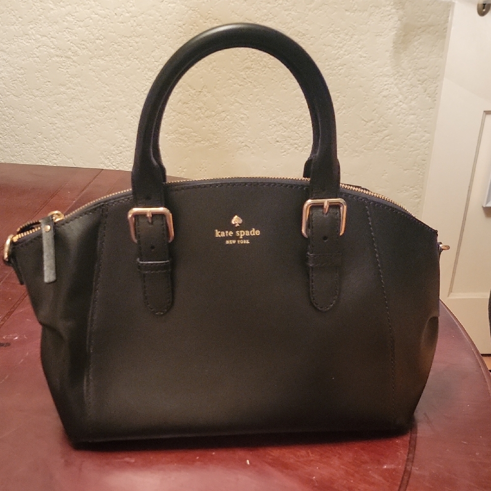 Kate Spade Black Satchel with Gold Hardware and Structured Design